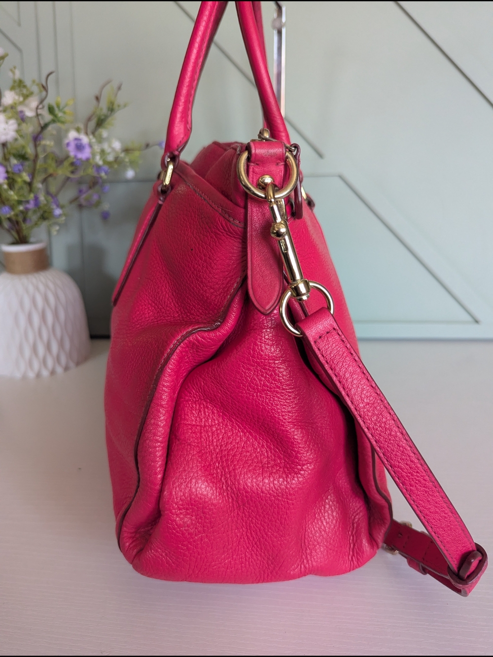 Coach Pink Leather Satchel with Removable Crossbody Strap - Picture 5 of 13